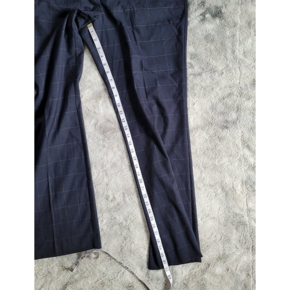Navy Windowpane Ann Taylor Factory Trouser Pants size Curvy 12 - Picture 10 of 14